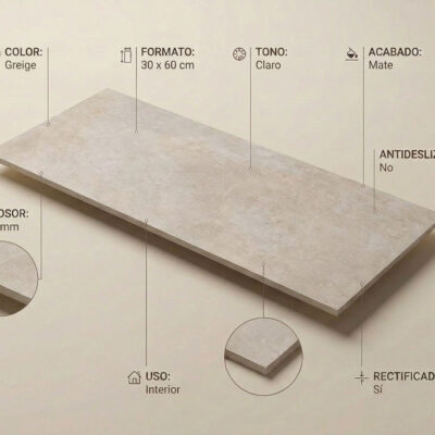 Baldosa porcelánica efecto cemento greige