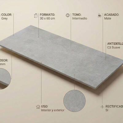 Un azulejo porcelanico gris