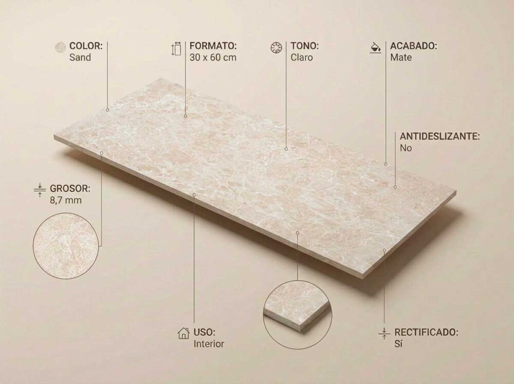 Porcelánico Charisma Sand 30×60 cm MT Rect