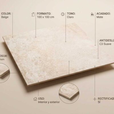 Baldosa de suelo porcelanico Amstel Beige