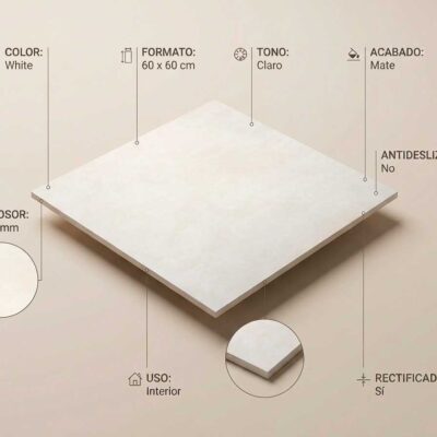 Suelo porcelanico Balance White 60x60 cm mate