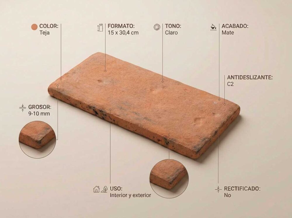 Porcelánico Benissa Teja 15×30,4 cm MT Antid