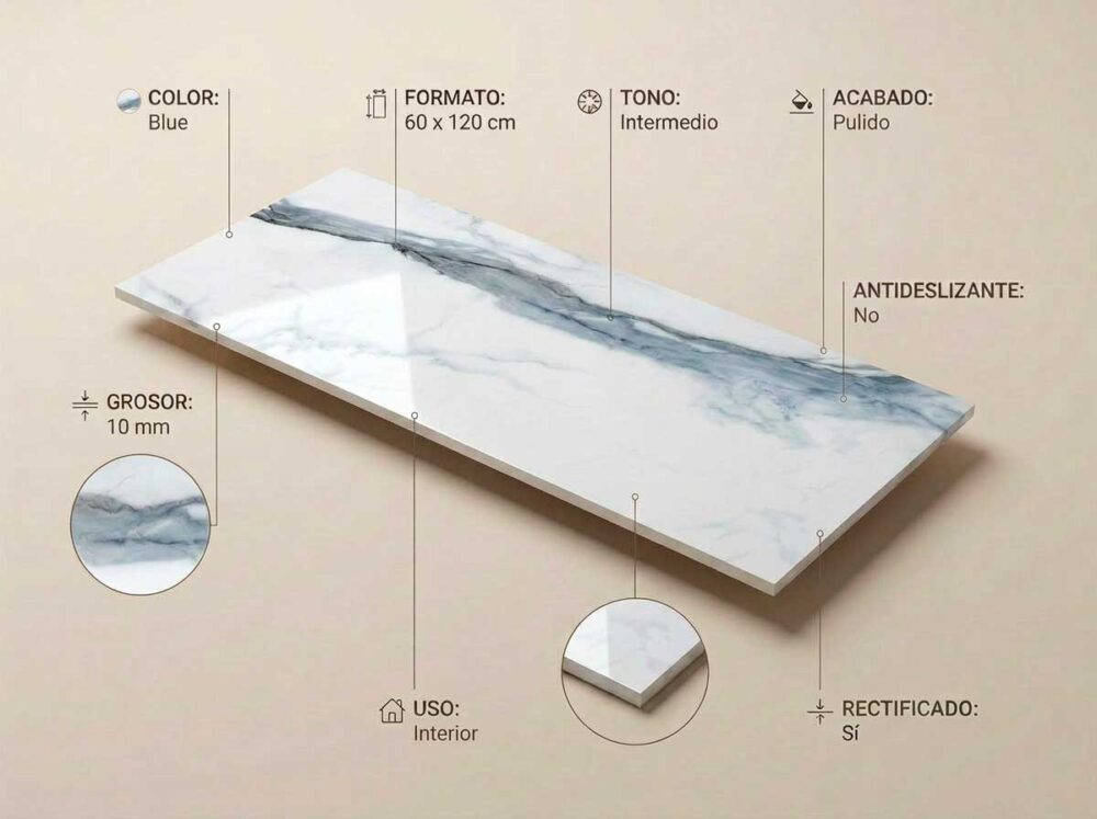 Porcelánico Camile Blue 60×120 cm PUL Rect