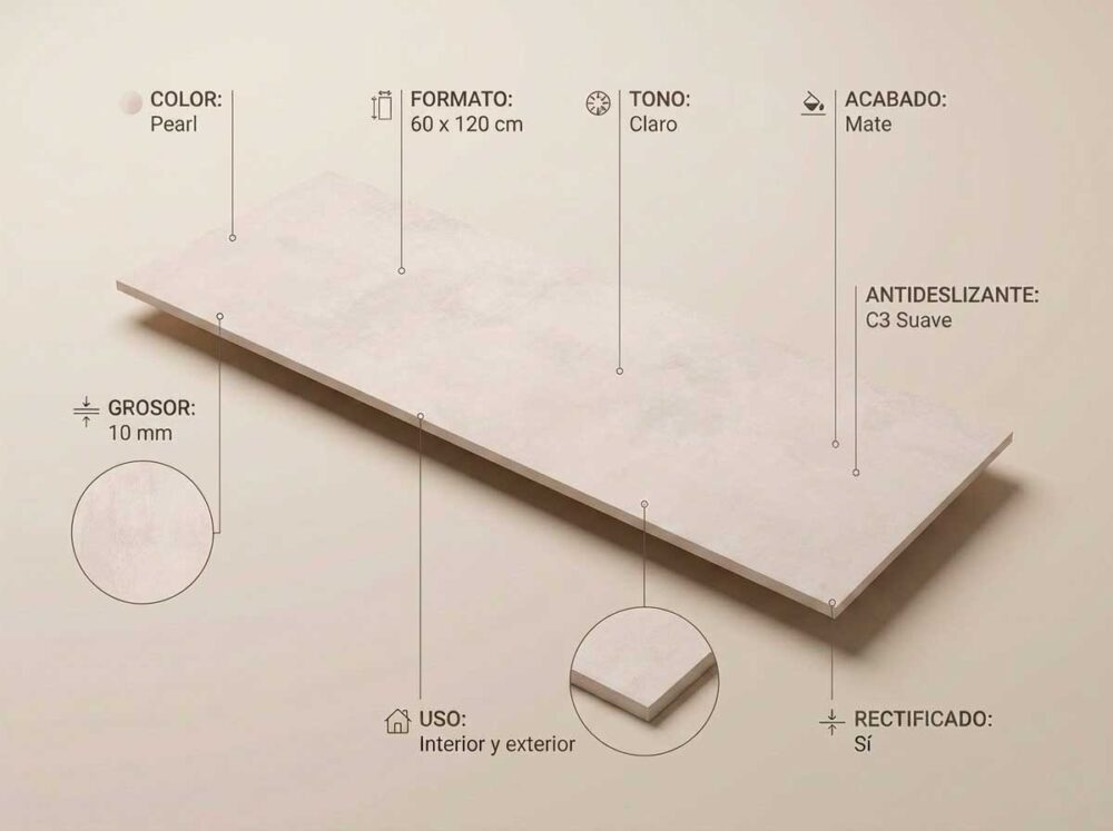 Porcelánico Columbia Pearl 60×120 cm MT Rect Nanotech