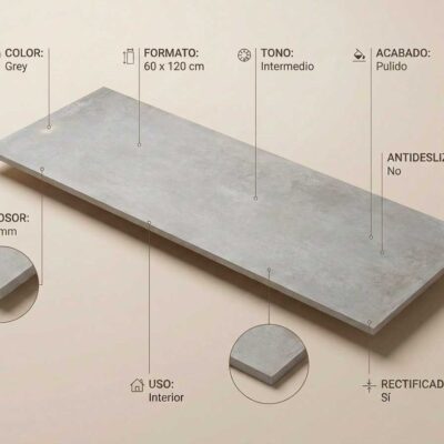 Baldosa porcelánica gris pulida de