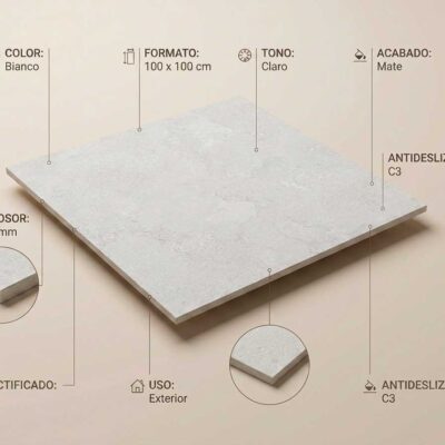Baldosa porcelanica blanca Cruise