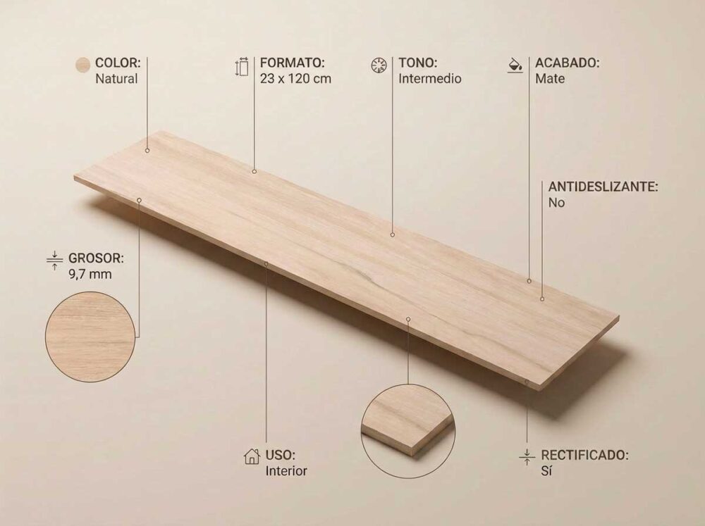 Porcelánico Havsta Natural 23×120 cm MT Rect