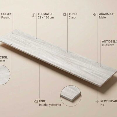 Porcelánico Kimberley Fresno 23x120