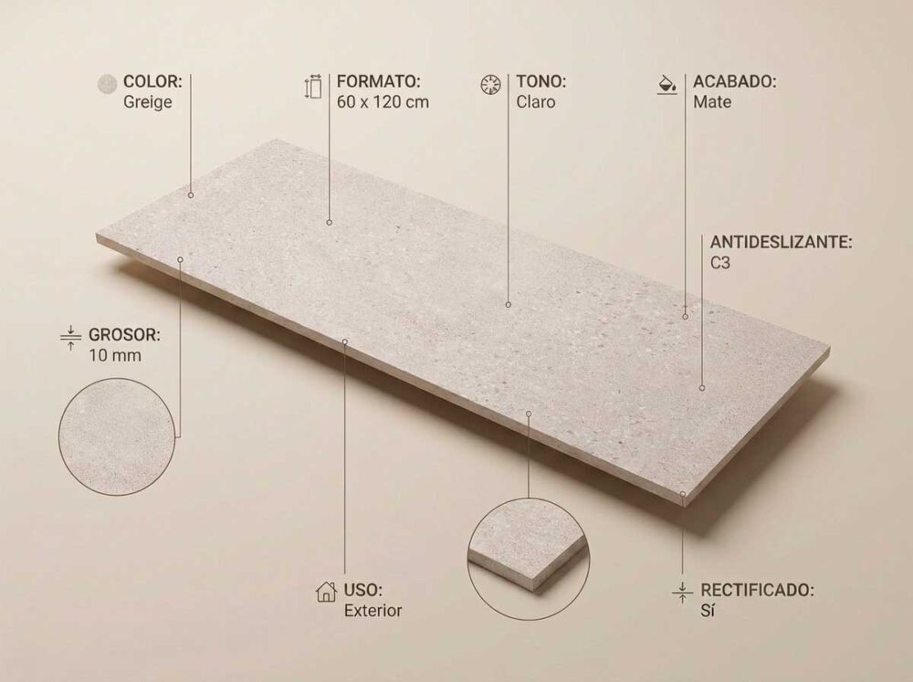 Porcelánico Kreta Greige 60×120 cm MT Rect Antid