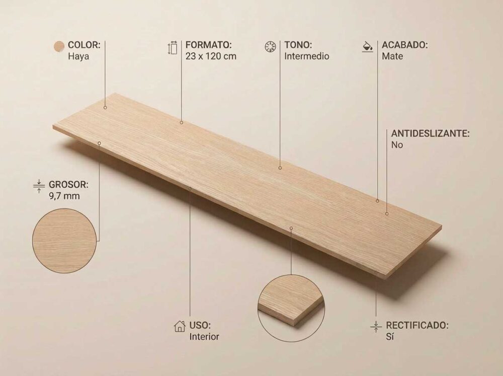 Porcelánico Kyndal Haya 23×120 cm MT Rect