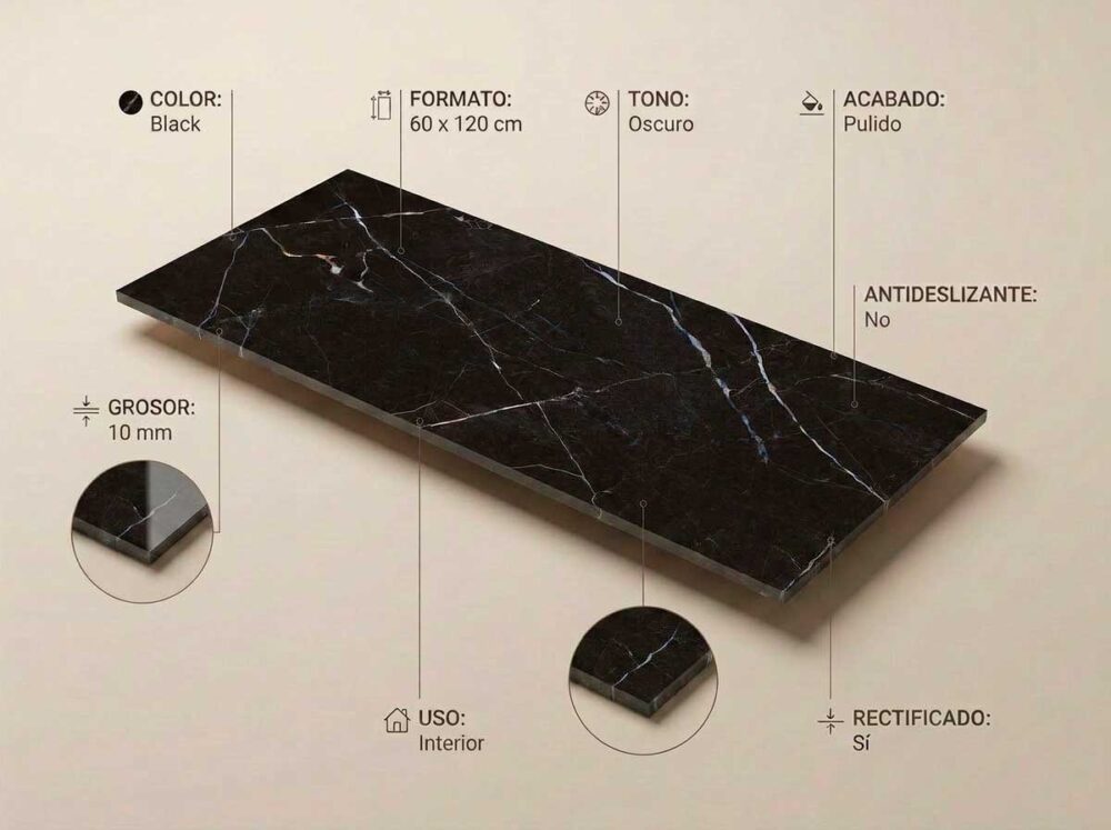 Porcelánico Mussah Black 60×120 cm PUL Rect