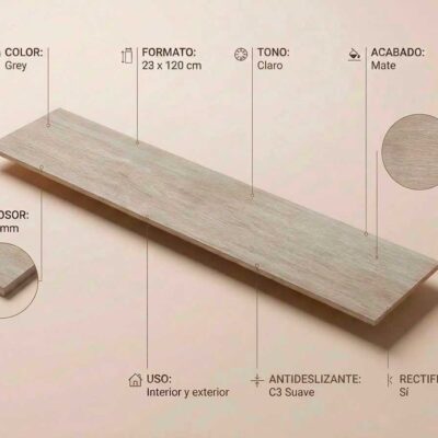 Porcelánico Nordby Grey 23x1