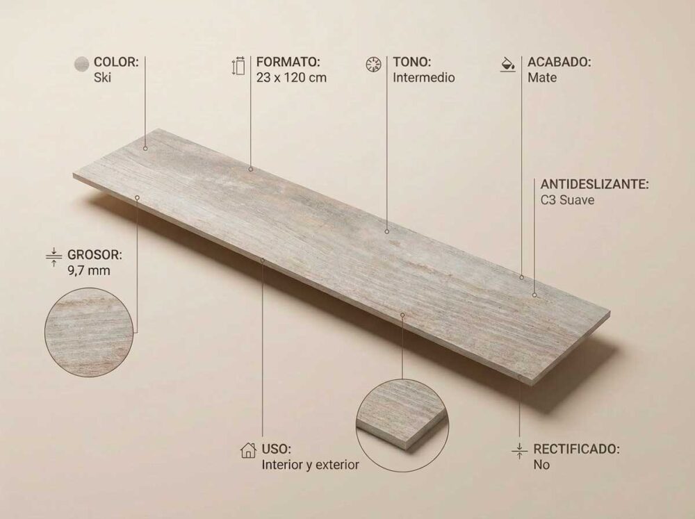 Porcelánico Olson Ski 23×120 cm MT Inout