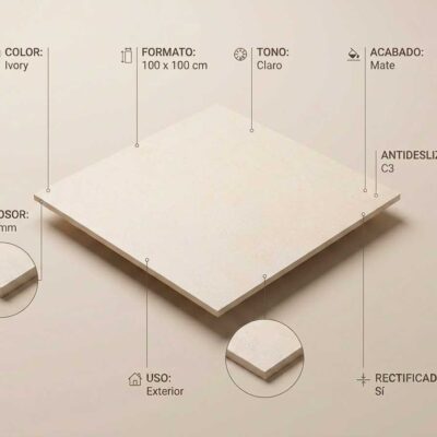 Un suelo porcelanico cuadrado color marfil