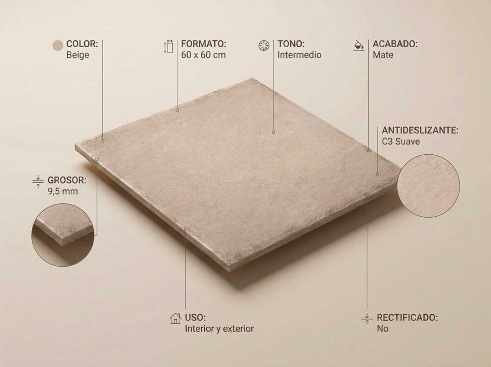 Porcelánico Pulse Antique Beige 60×60 cm MT Inout