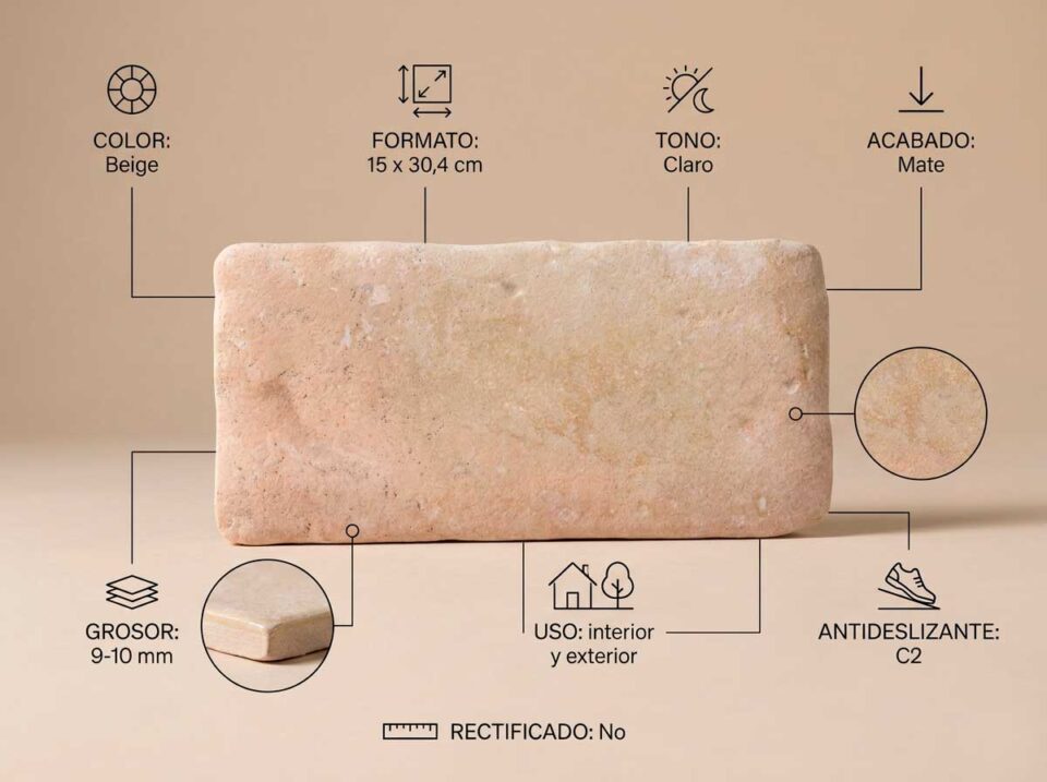 Porcelánico Silex Beige 15×30,4 cm MT Antid