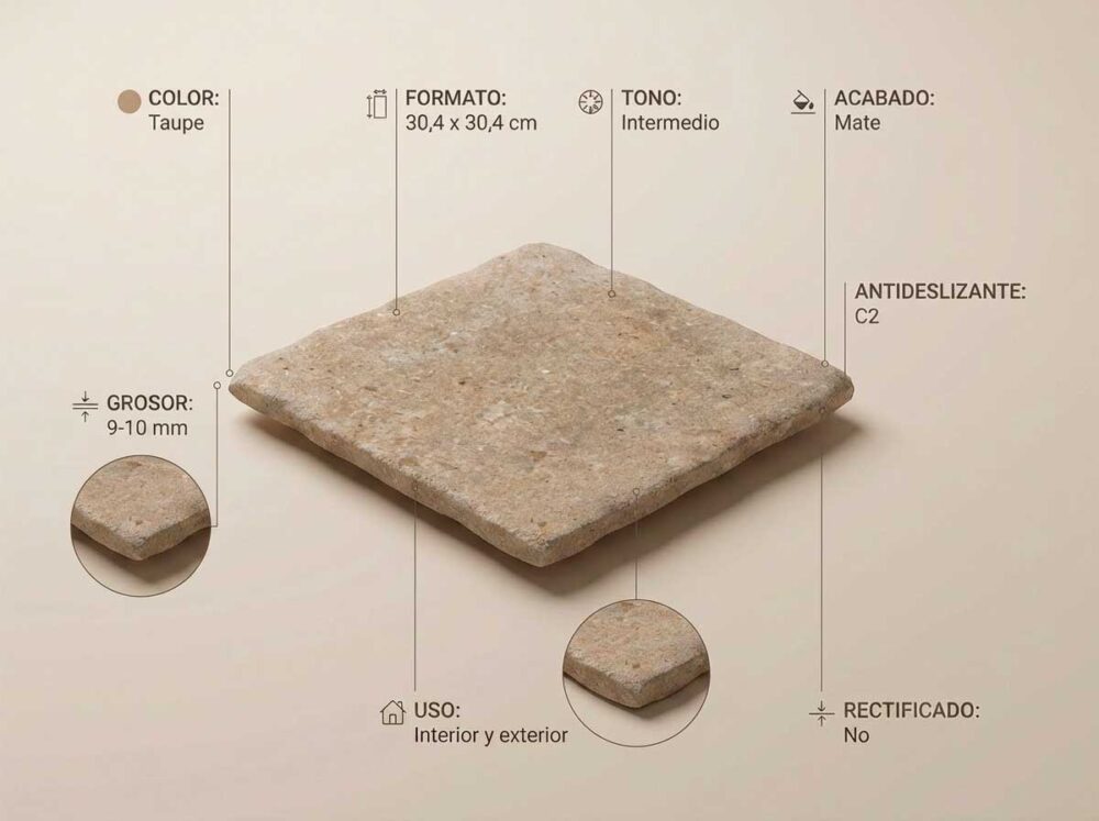 Porcelánico Sinai Taupe 30,4×30,4 cm MT Antid