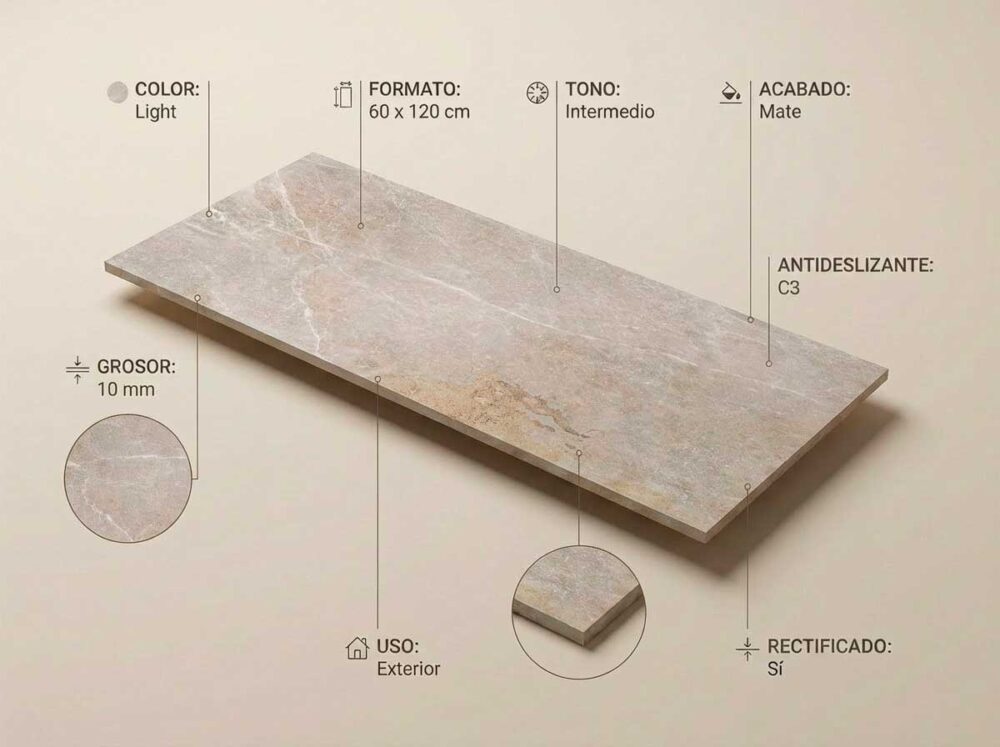 Porcelánico Strato Light 60×120 cm MT Rect Antid