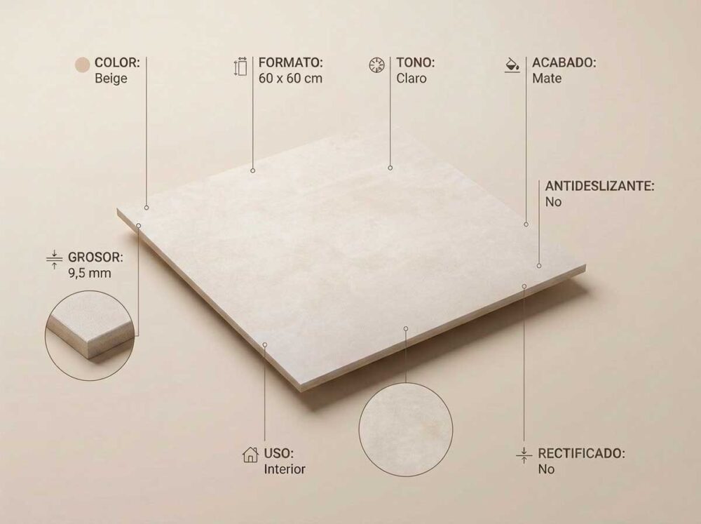 Porcelánico Titanio Beige 60×60 cm MT