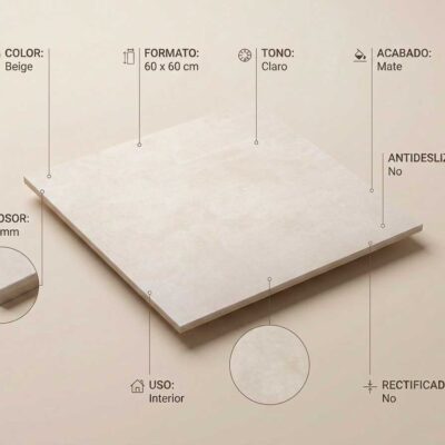 Azulejo porcelánico beige de 60x