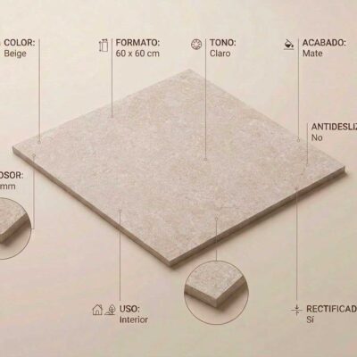 Azulejo porcelánico beige mate 60x60