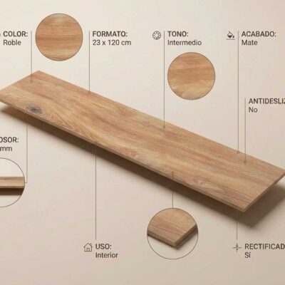 Una tabla de porcelánico Volte Roble