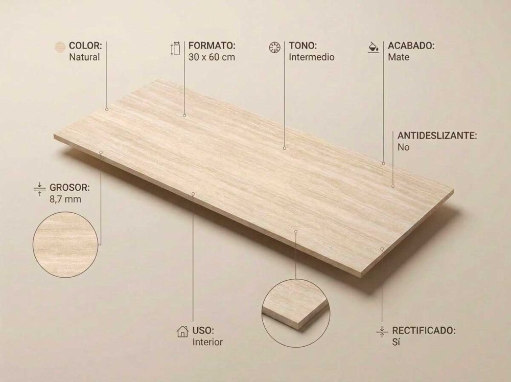 Porcelánico Fortune Natural 30×60 cm MT Rect