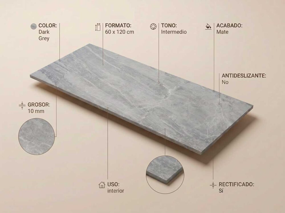Porcelánico Sublime Grey 60×120 cm PUL Rect