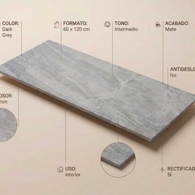 Azulejo porcelánico gris oscuro
