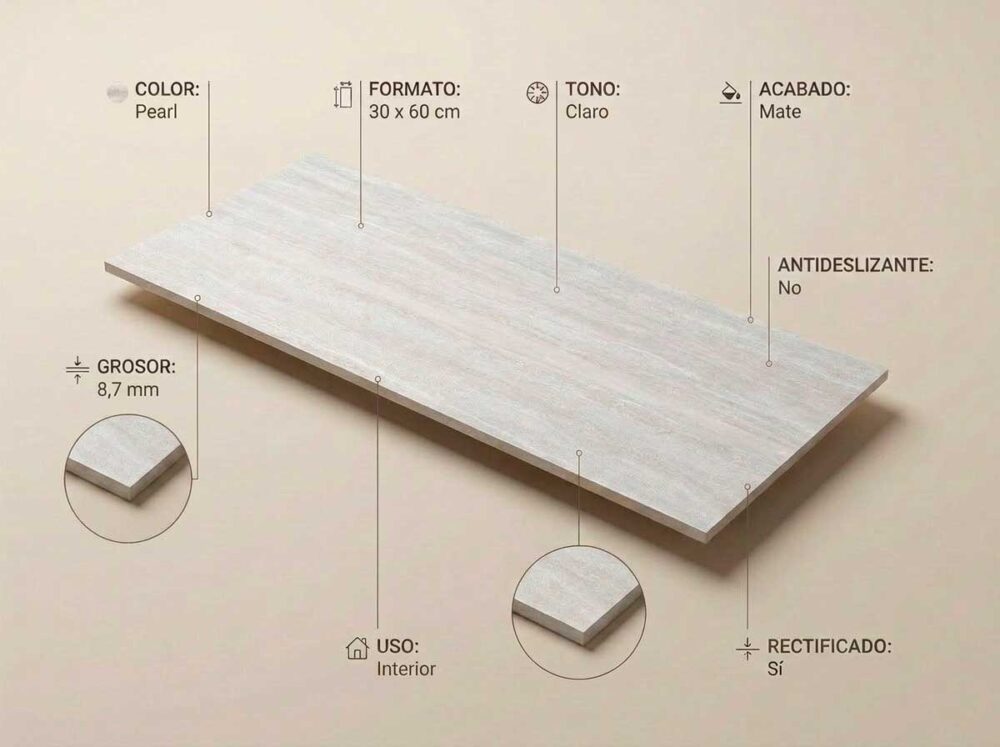 Porcelánico Fortune Pearl 30×60 cm MT Rect