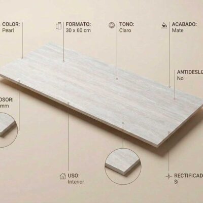 Baldosa porcelánica efecto mármol Pearl 30x60