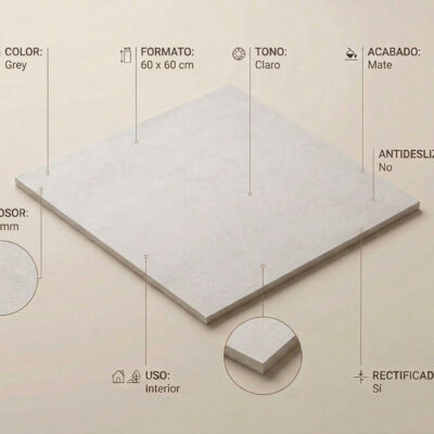 Azulejo porcelánico gris 60x60