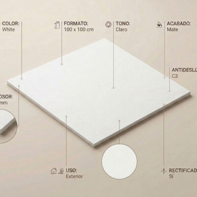Baldosa de suelo porcelánico blanca de