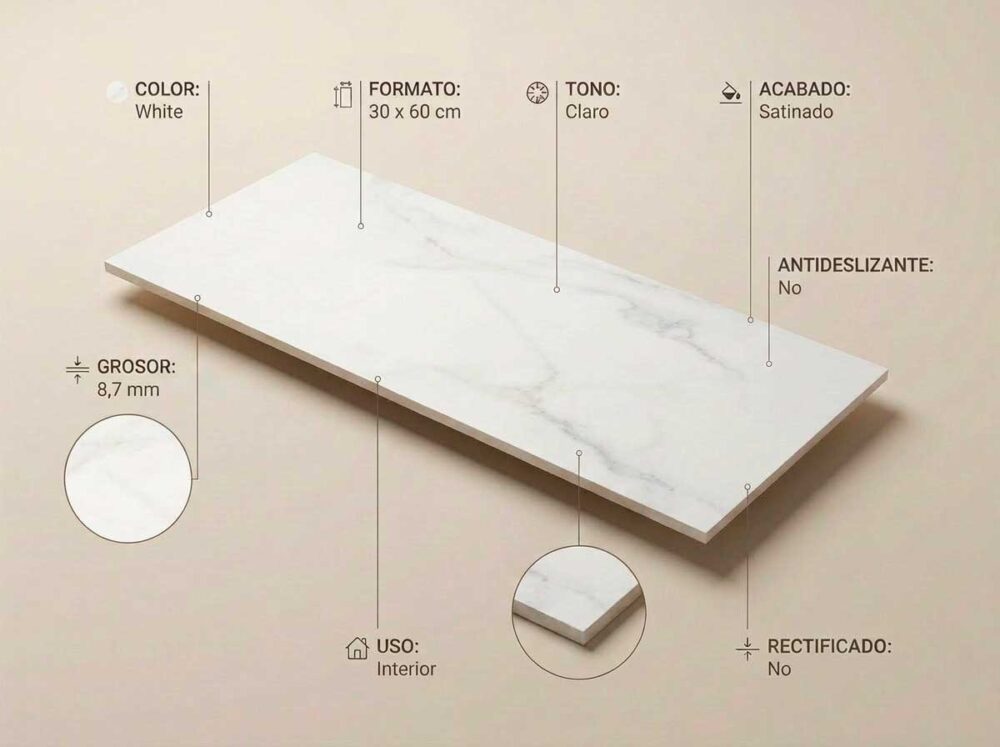 Porcelánico Purity White 30×60 cm SAT