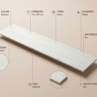 Porcelánico Kyndal Bianco 15x9