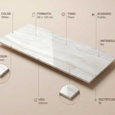 Porcelánico blanco efecto márm