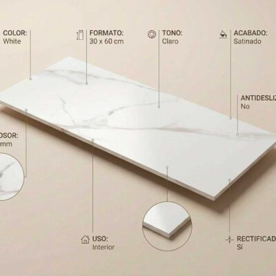 Azulejo porcelanico blanco efecto má