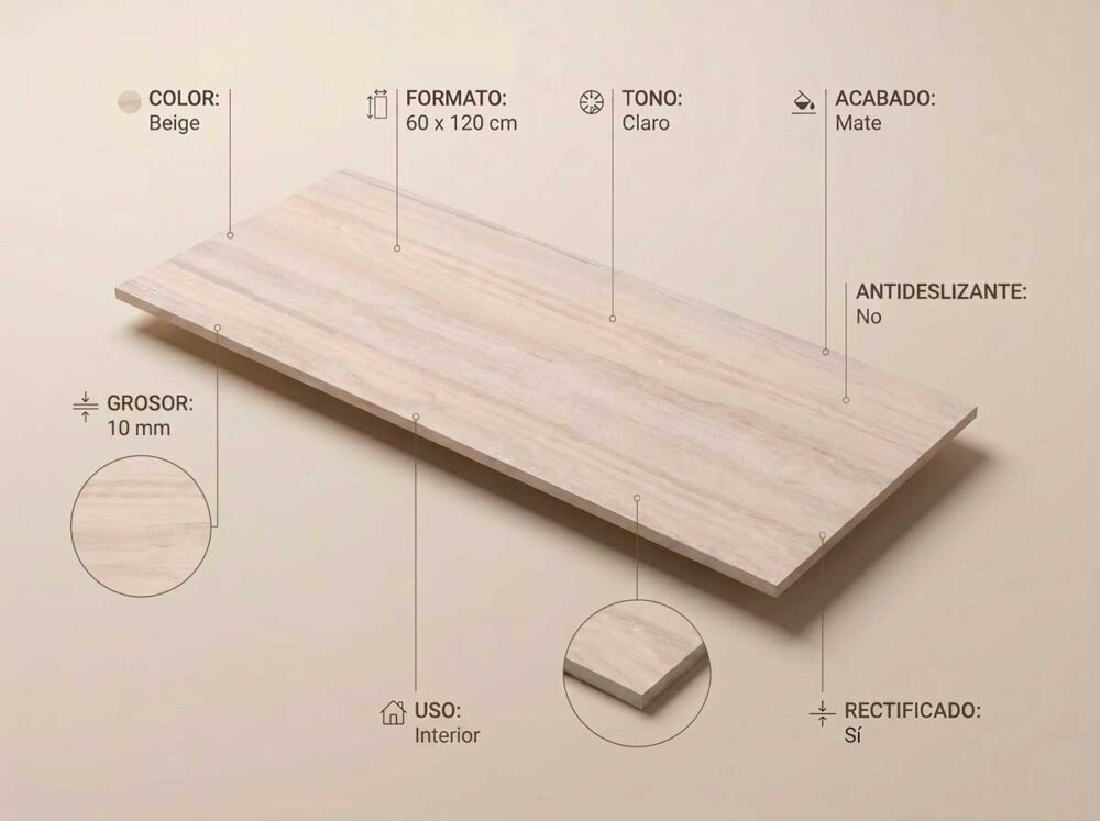 Porcelánico Sforza Beige 60×120 cm MT Rect