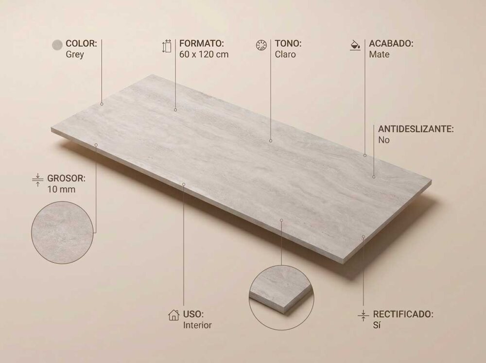 Porcelánico Sforza White 60×120 cm MT 6 mm Rect