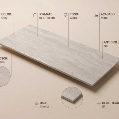 Un azulejo porcelánico rectangular gris