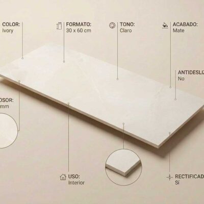 Azulejo porcelánico sforza ivory de 30x