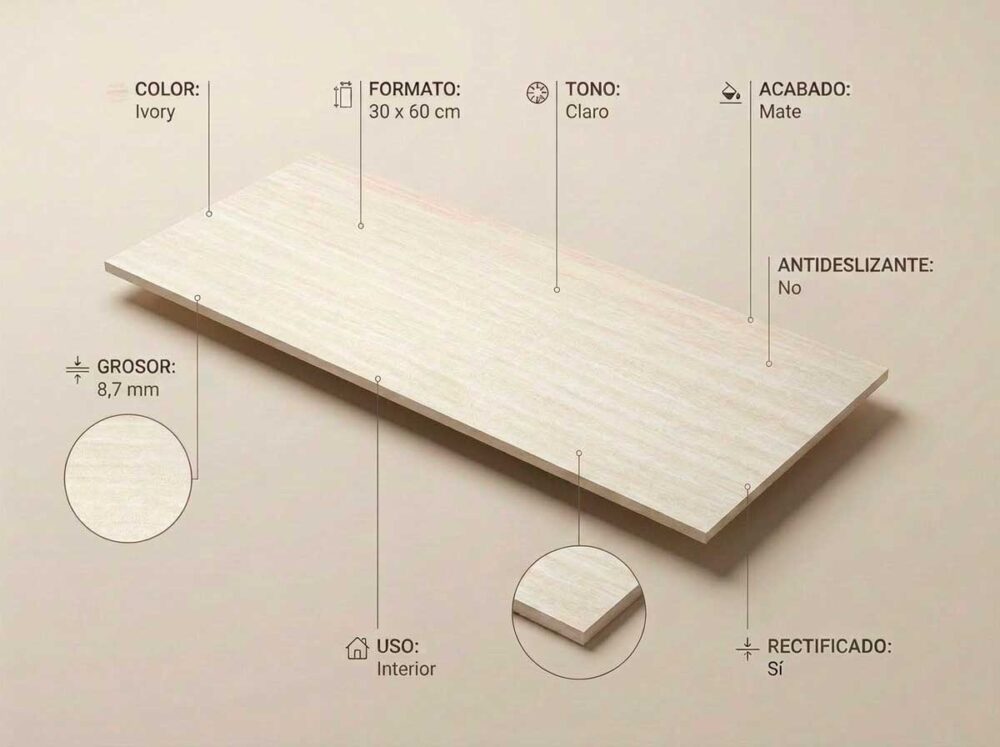Porcelánico Fortune Ivory 30×60 cm MT Rect