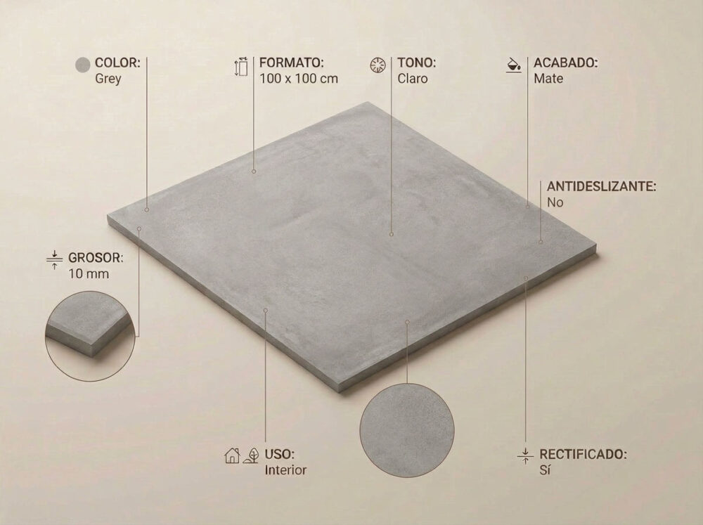 Porcelánico Phase Grey 100×100 cm MT Rect