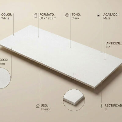 Muestra de suelo porcelánico blanco de