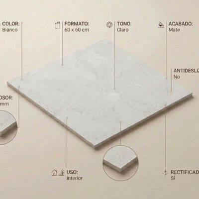Azulejo porcelánico Cruise Bianco 60x60