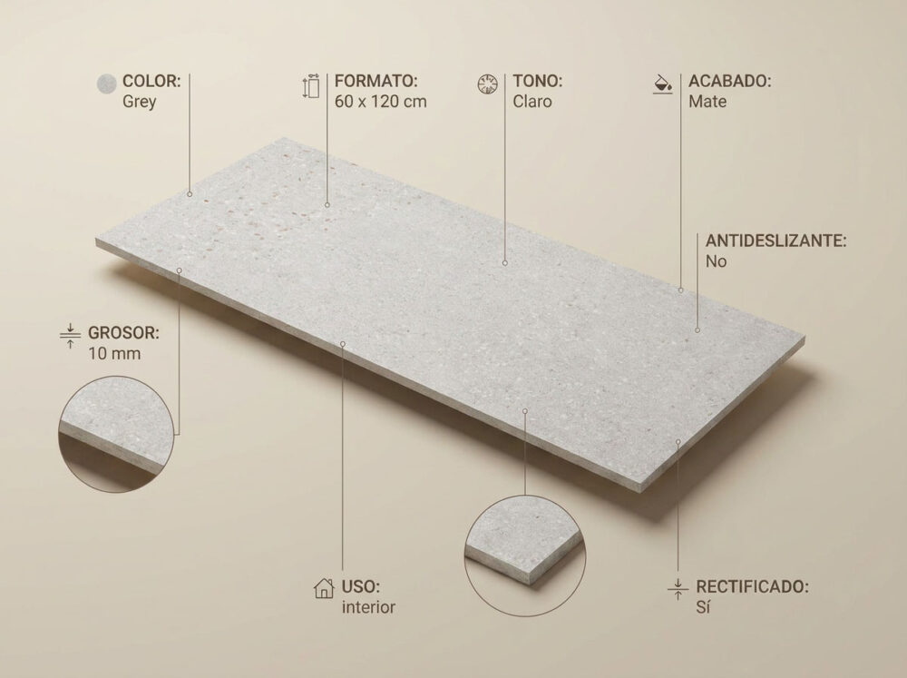 Porcelánico Kreta Grey 60×120 cm MT Rect