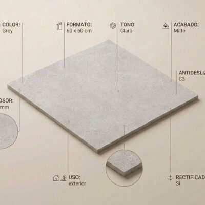 Un azulejo de suelo porcelánico gris