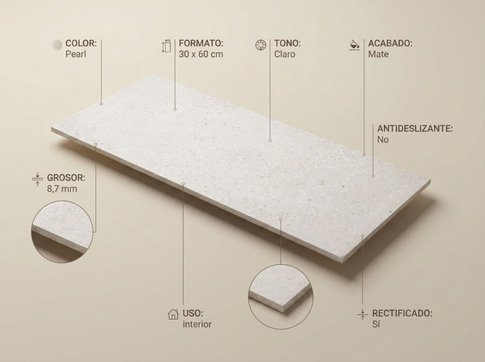 Porcelánico Kreta Pearl 30×60 cm MT Rect
