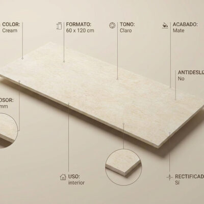 Un azulejo porcelánico Regina Cream de