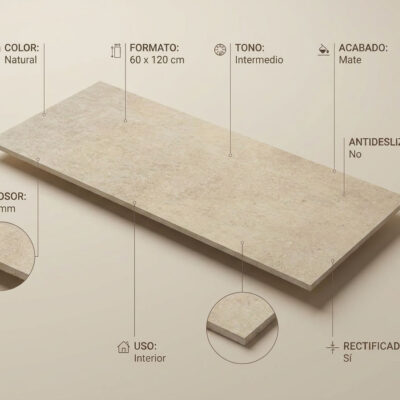 Suelo porcelánico Regina Natural 60x12